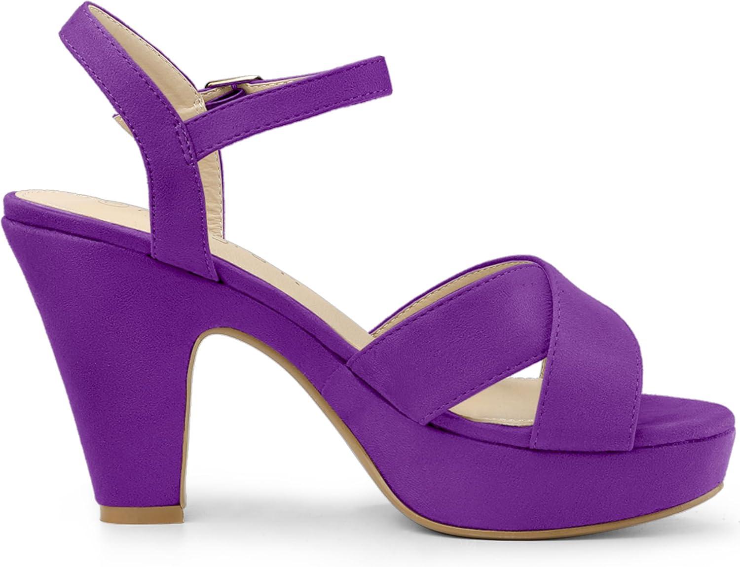 imageAllegra K Womens Platform Chunky Heels Slingback SandalsPurple