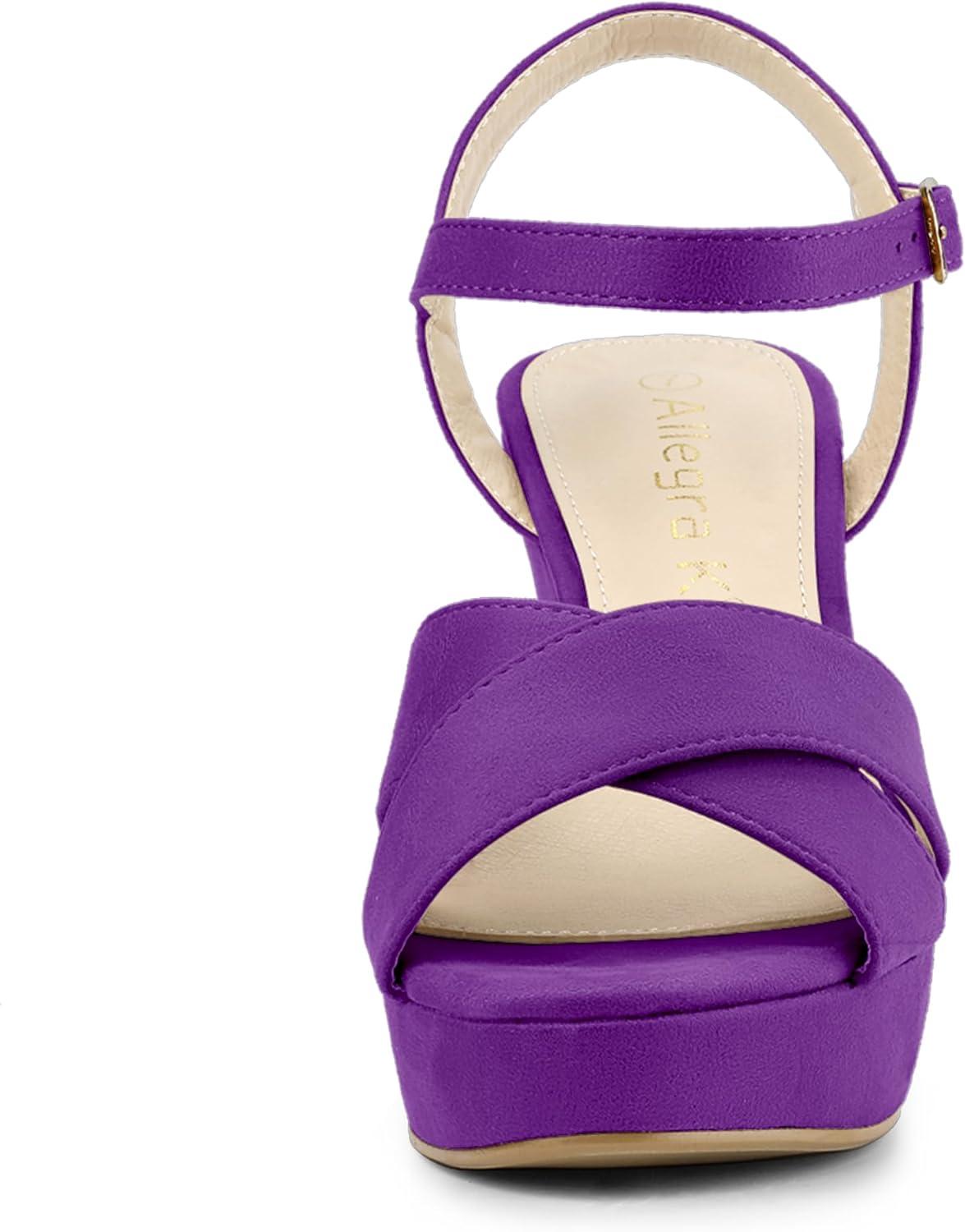 imageAllegra K Womens Platform Chunky Heels Slingback SandalsPurple