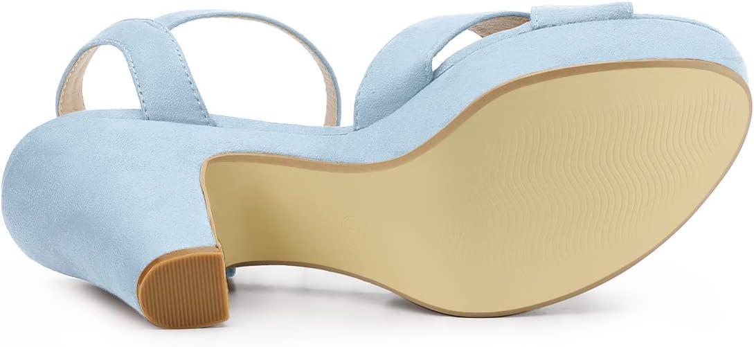 imageAllegra K Womens Platform Chunky Heels Slingback SandalsSky Blue