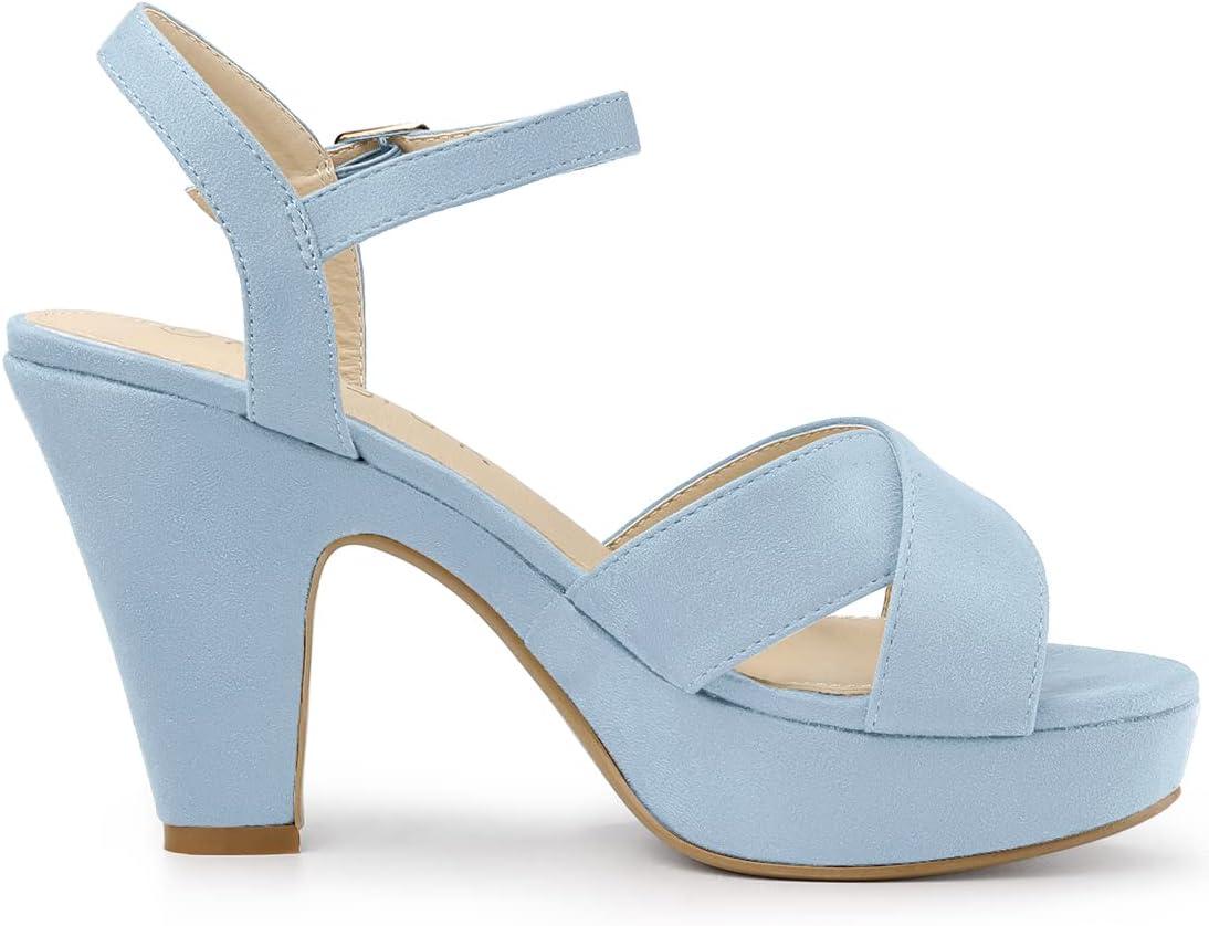imageAllegra K Womens Platform Chunky Heels Slingback SandalsSky Blue