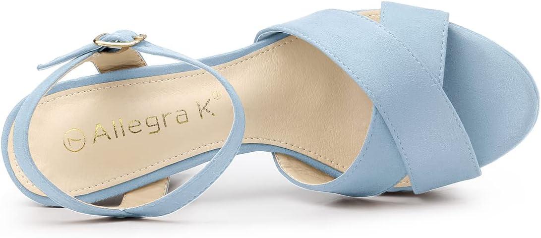 imageAllegra K Womens Platform Chunky Heels Slingback SandalsSky Blue
