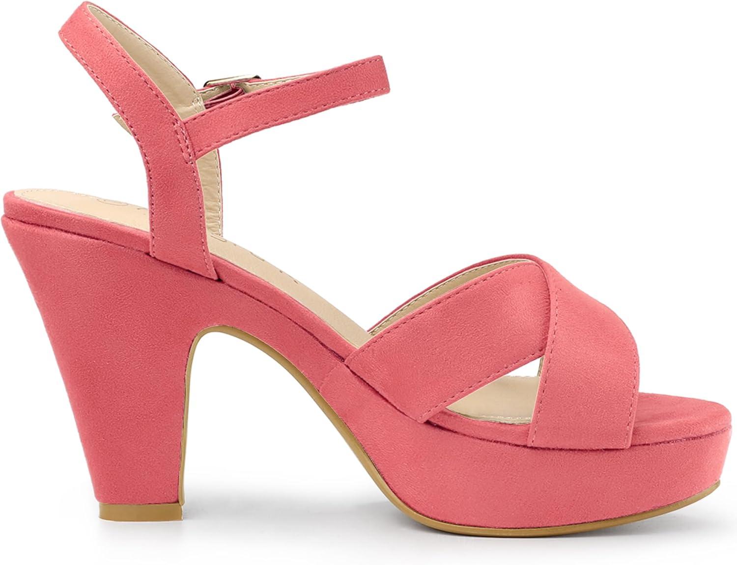imageAllegra K Womens Platform Chunky Heels Slingback SandalsWatermelon Red