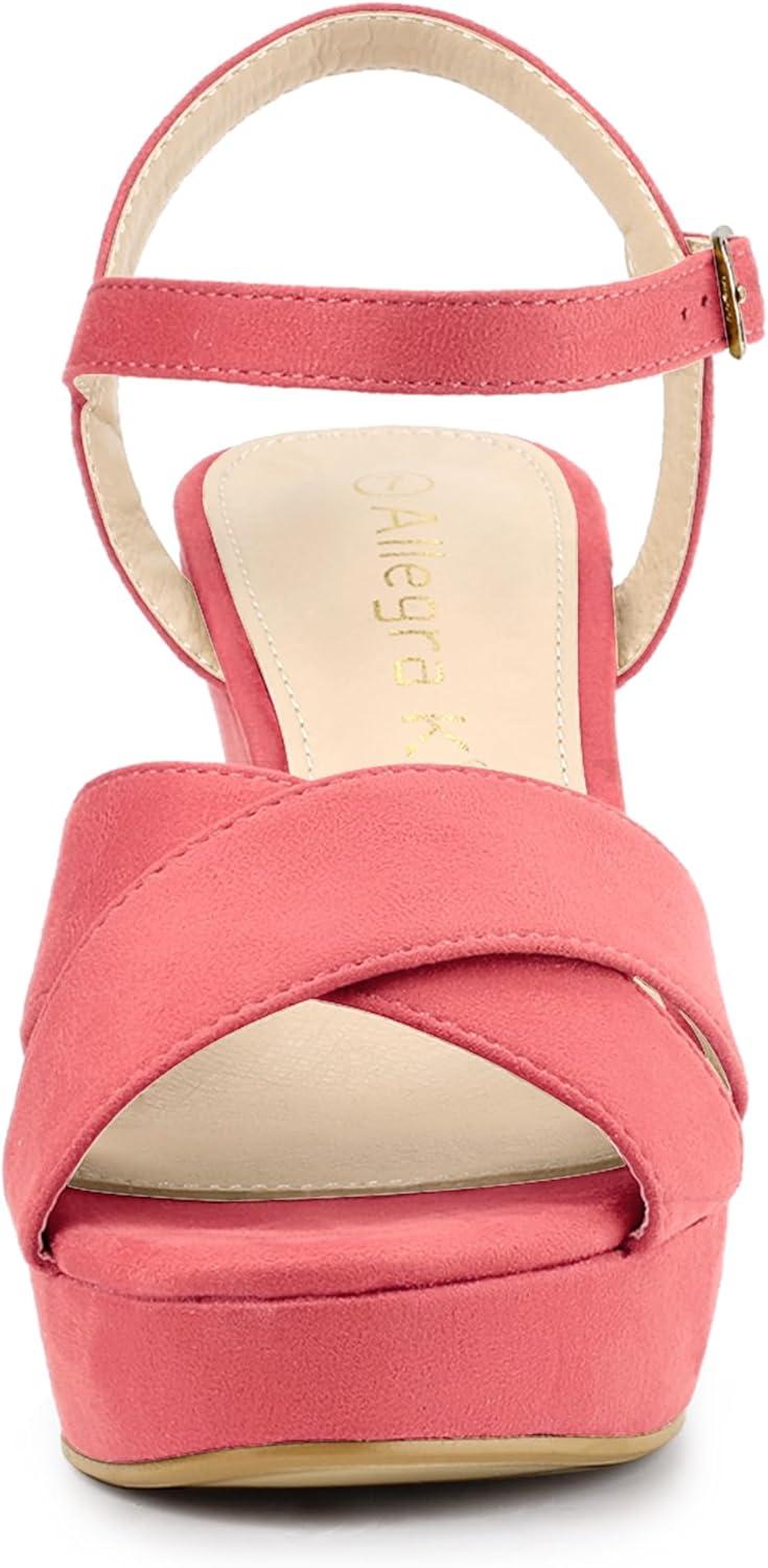 imageAllegra K Womens Platform Chunky Heels Slingback SandalsWatermelon Red