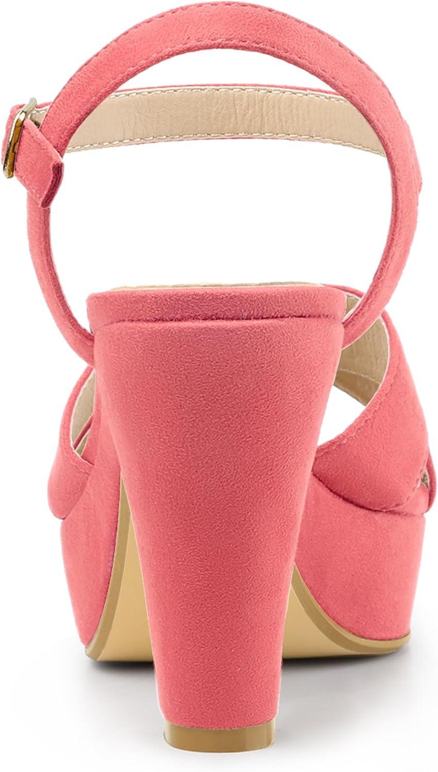 imageAllegra K Womens Platform Chunky Heels Slingback SandalsWatermelon Red