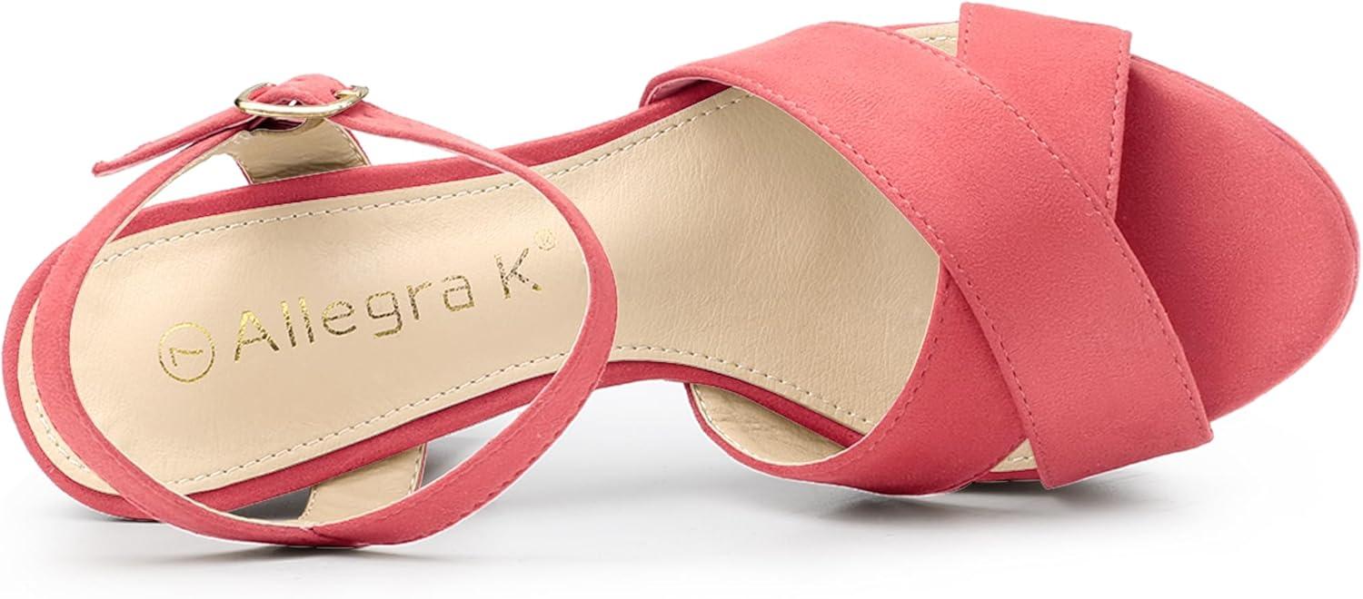 imageAllegra K Womens Platform Chunky Heels Slingback SandalsWatermelon Red