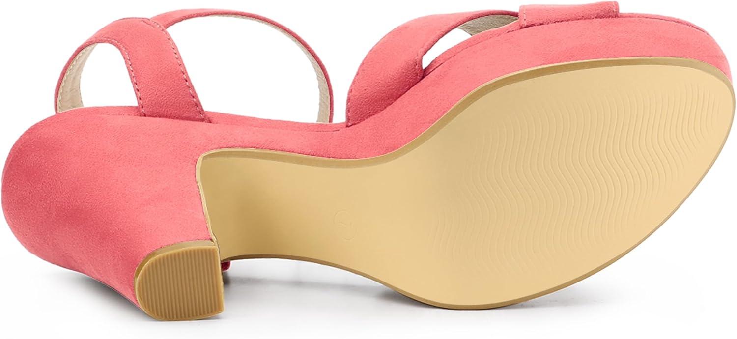 imageAllegra K Womens Platform Chunky Heels Slingback SandalsWatermelon Red
