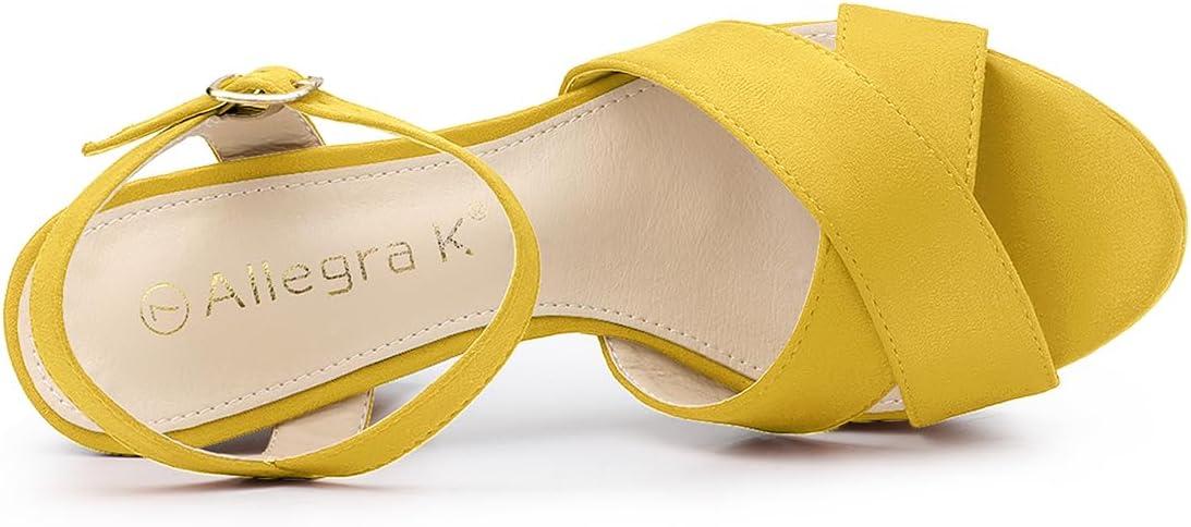 imageAllegra K Womens Platform Chunky Heels Slingback SandalsYellow