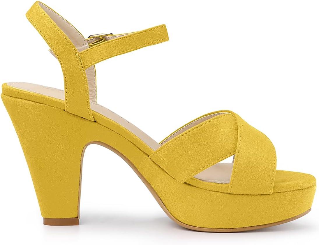 imageAllegra K Womens Platform Chunky Heels Slingback SandalsYellow