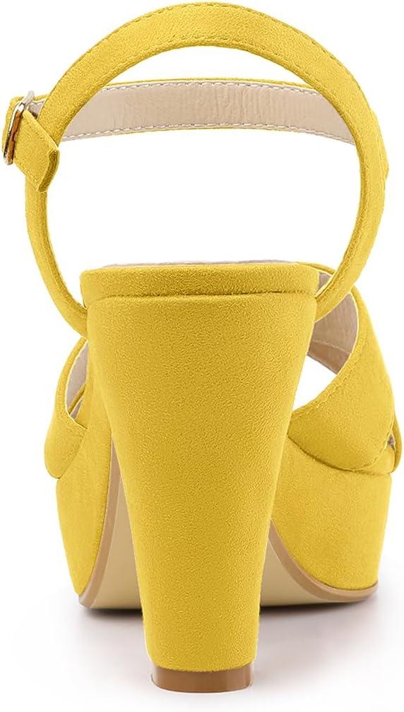 imageAllegra K Womens Platform Chunky Heels Slingback SandalsYellow