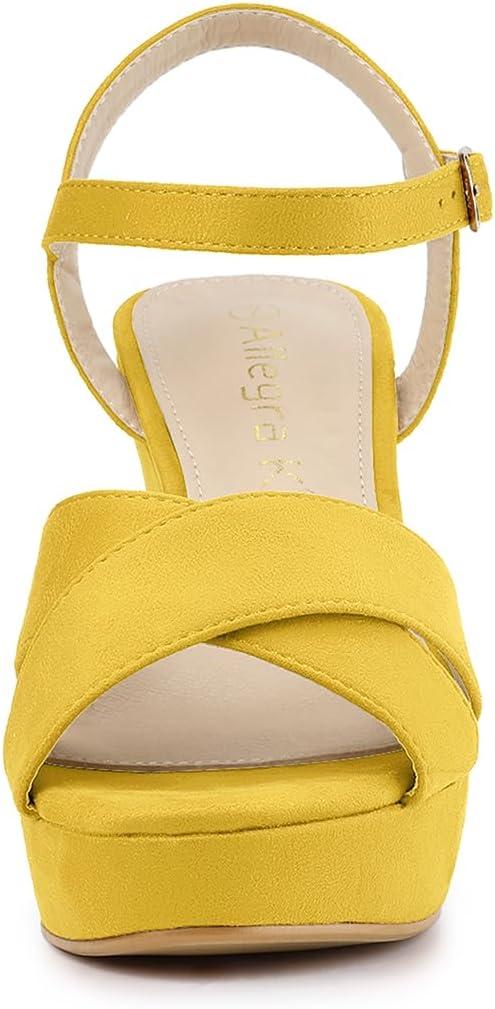 imageAllegra K Womens Platform Chunky Heels Slingback SandalsYellow