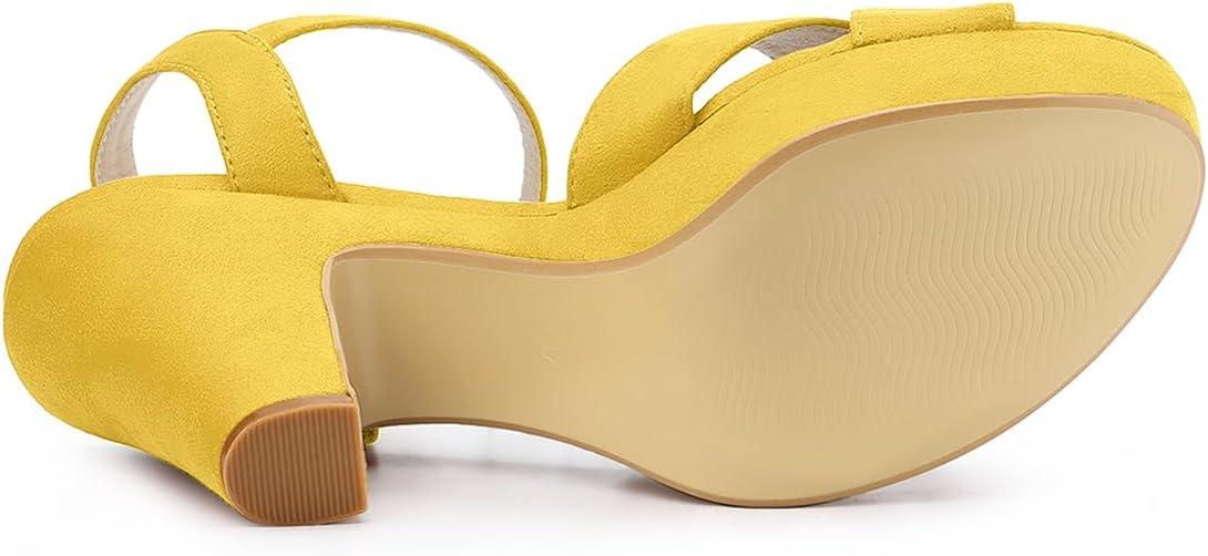 imageAllegra K Womens Platform Chunky Heels Slingback SandalsYellow