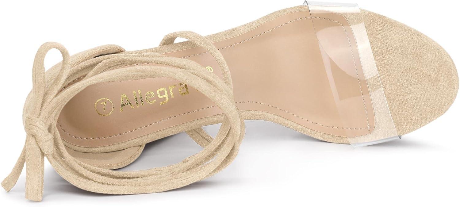imageAllegra K Womens Platform Lace Up Clear Chunky Heels SandalsBeige