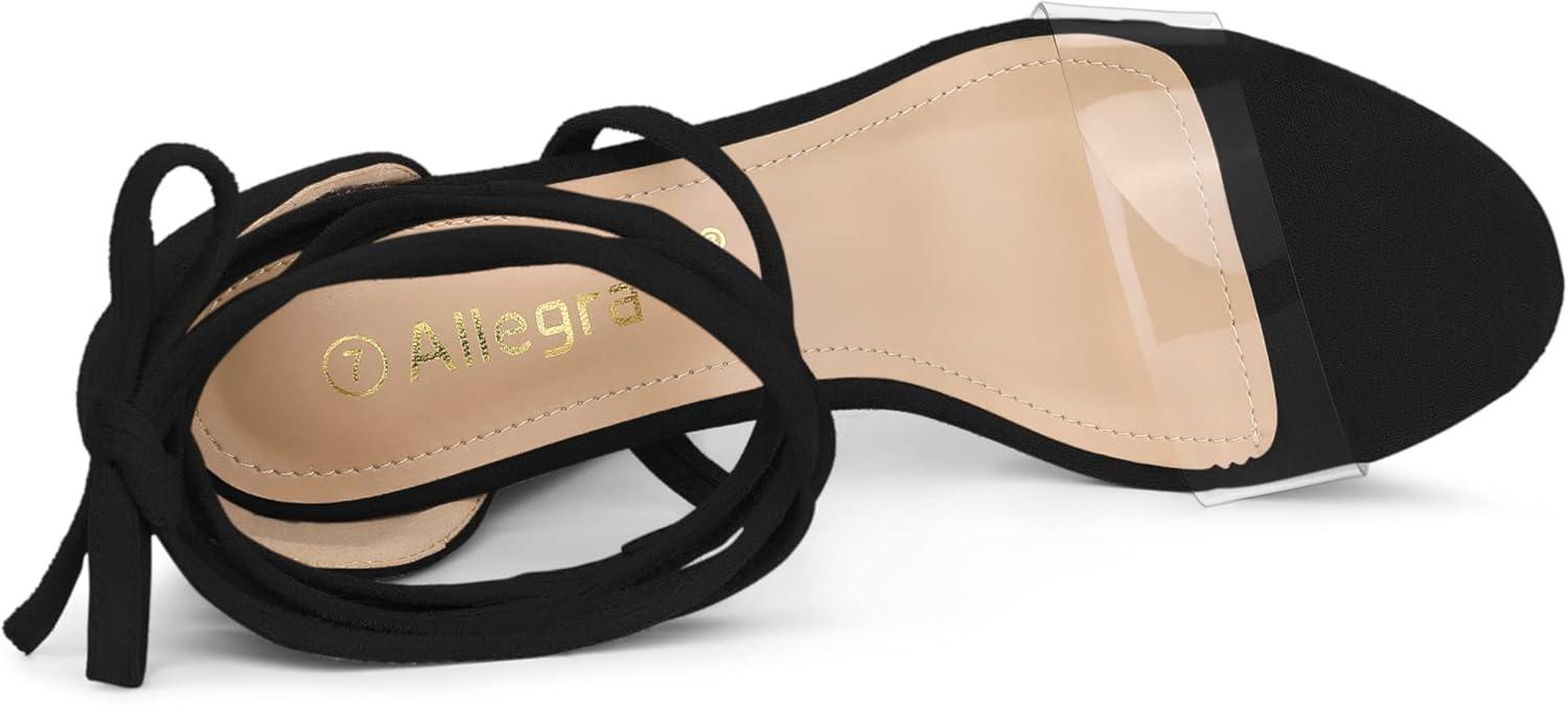 imageAllegra K Womens Platform Lace Up Clear Chunky Heels SandalsBlack