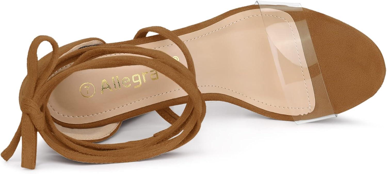 imageAllegra K Womens Platform Lace Up Clear Chunky Heels SandalsBrown