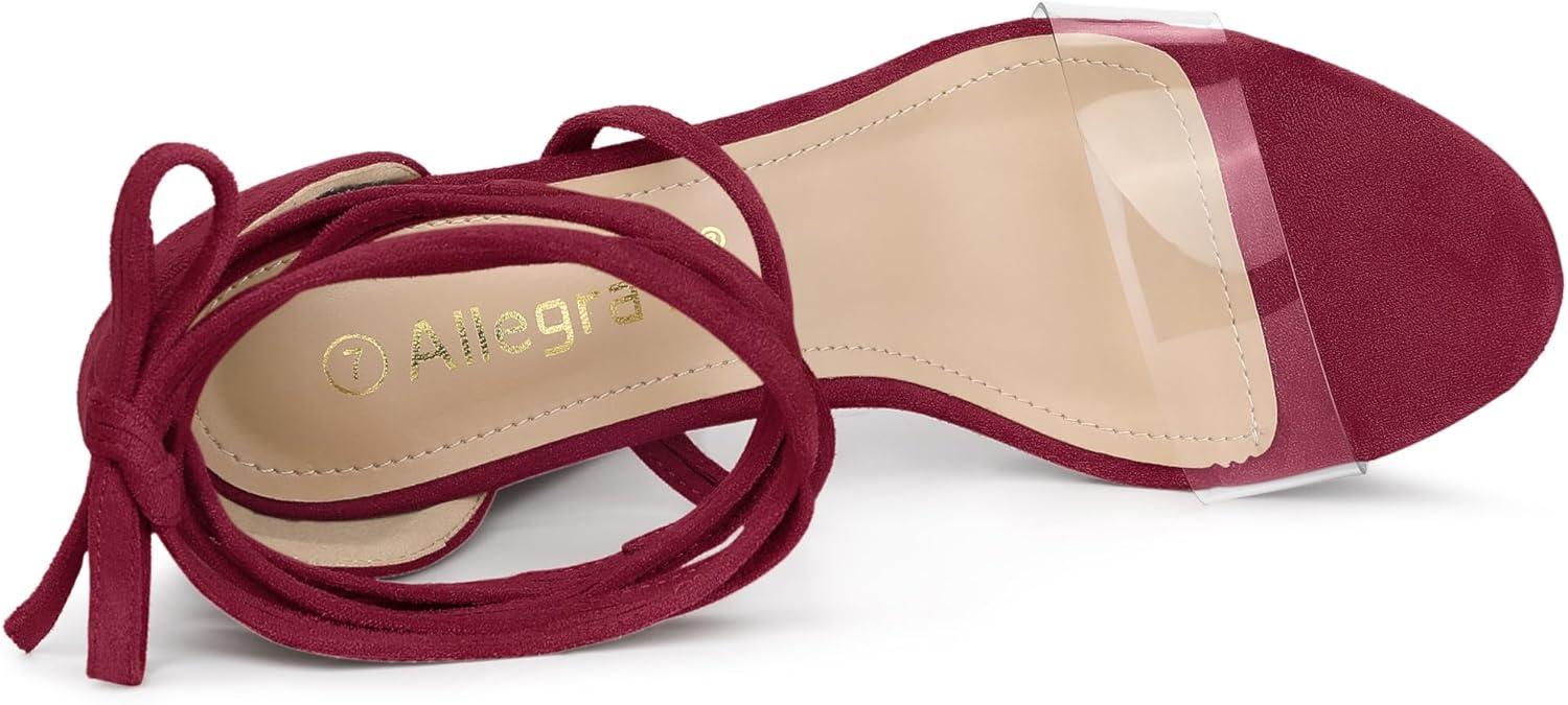 imageAllegra K Womens Platform Lace Up Clear Chunky Heels SandalsBurgundy