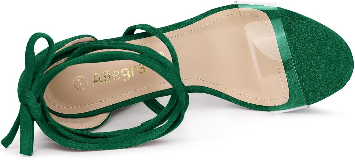 imageAllegra K Womens Platform Lace Up Clear Chunky Heels SandalsDark Green
