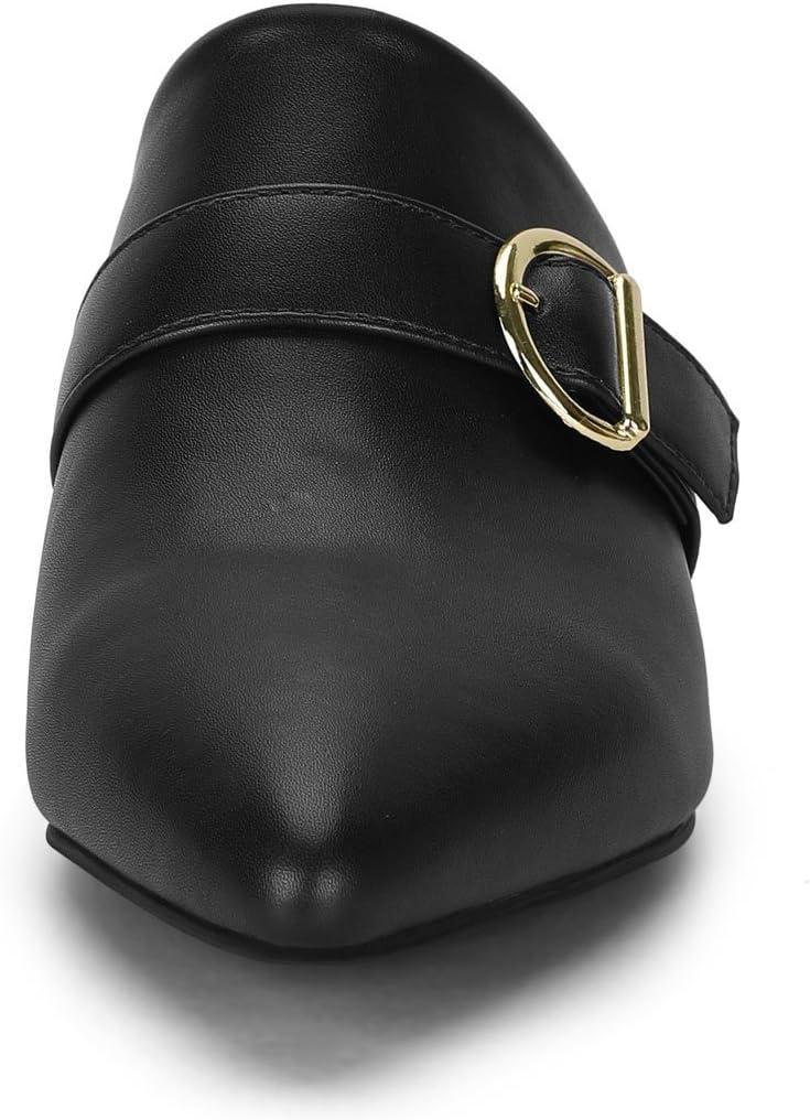 imageAllegra K Womens Pointed Toe Slip on Block Heel Sandals MulesBlack