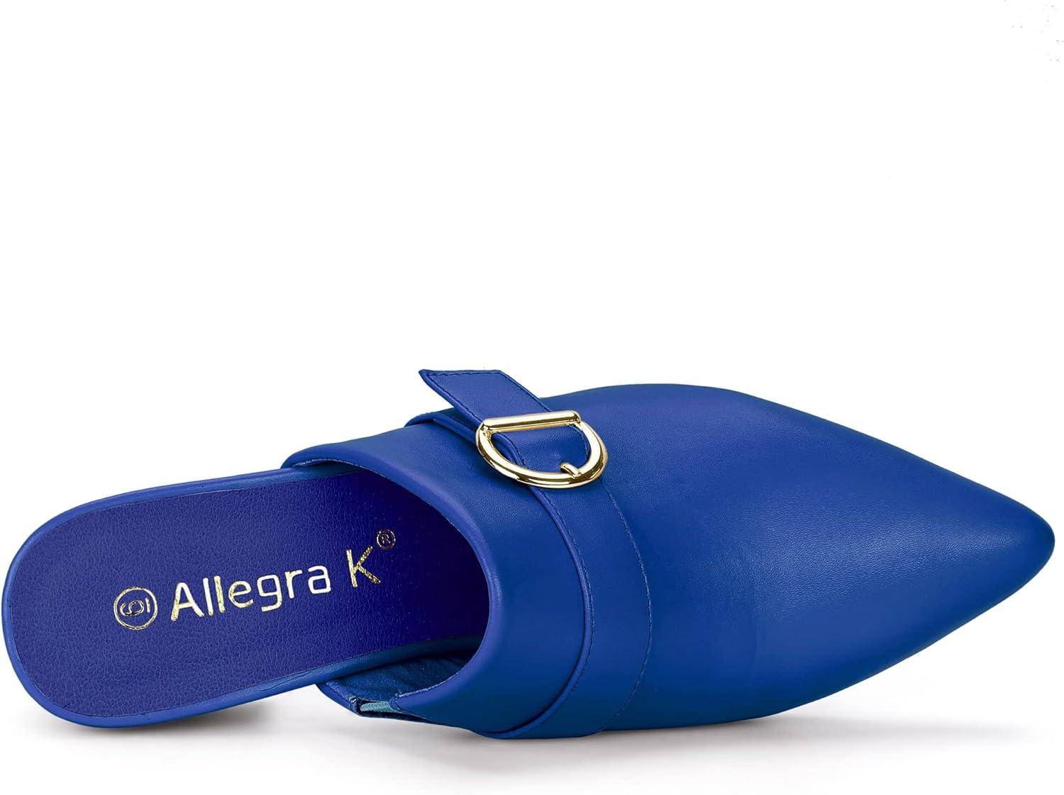 imageAllegra K Womens Pointed Toe Slip on Block Heel Sandals MulesBlue