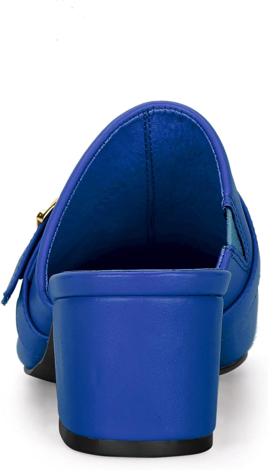 imageAllegra K Womens Pointed Toe Slip on Block Heel Sandals MulesBlue