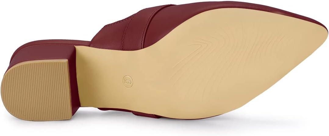 imageAllegra K Womens Pointed Toe Slip on Block Heel Sandals MulesBurgundy