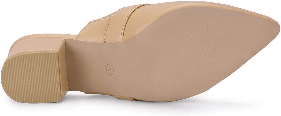 imageAllegra K Womens Pointed Toe Slip on Block Heel Sandals MulesKhaki