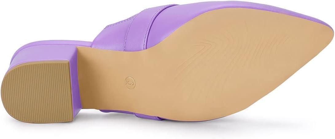 imageAllegra K Womens Pointed Toe Slip on Block Heel Sandals MulesPurple