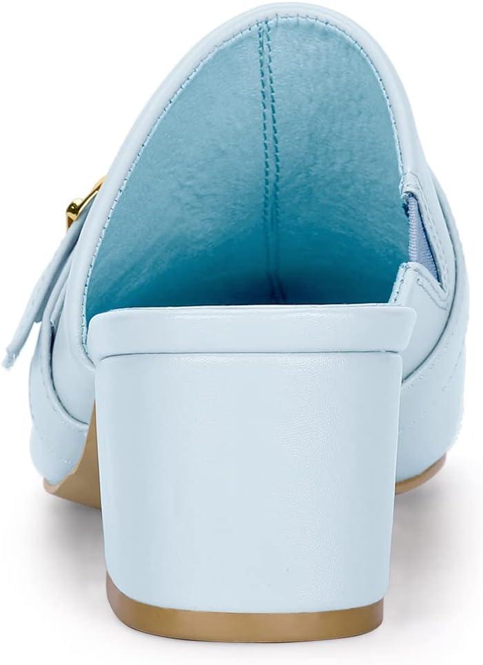 imageAllegra K Womens Pointed Toe Slip on Block Heel Sandals MulesSky Blue