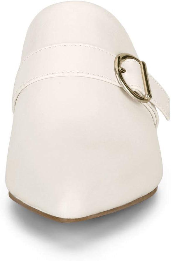 imageAllegra K Womens Pointed Toe Slip on Block Heel Sandals MulesWhite