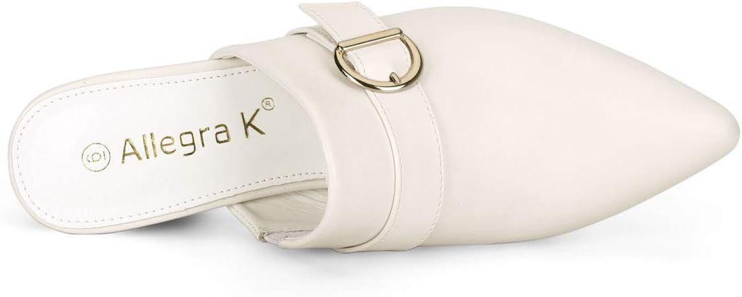 imageAllegra K Womens Pointed Toe Slip on Block Heel Sandals MulesWhite