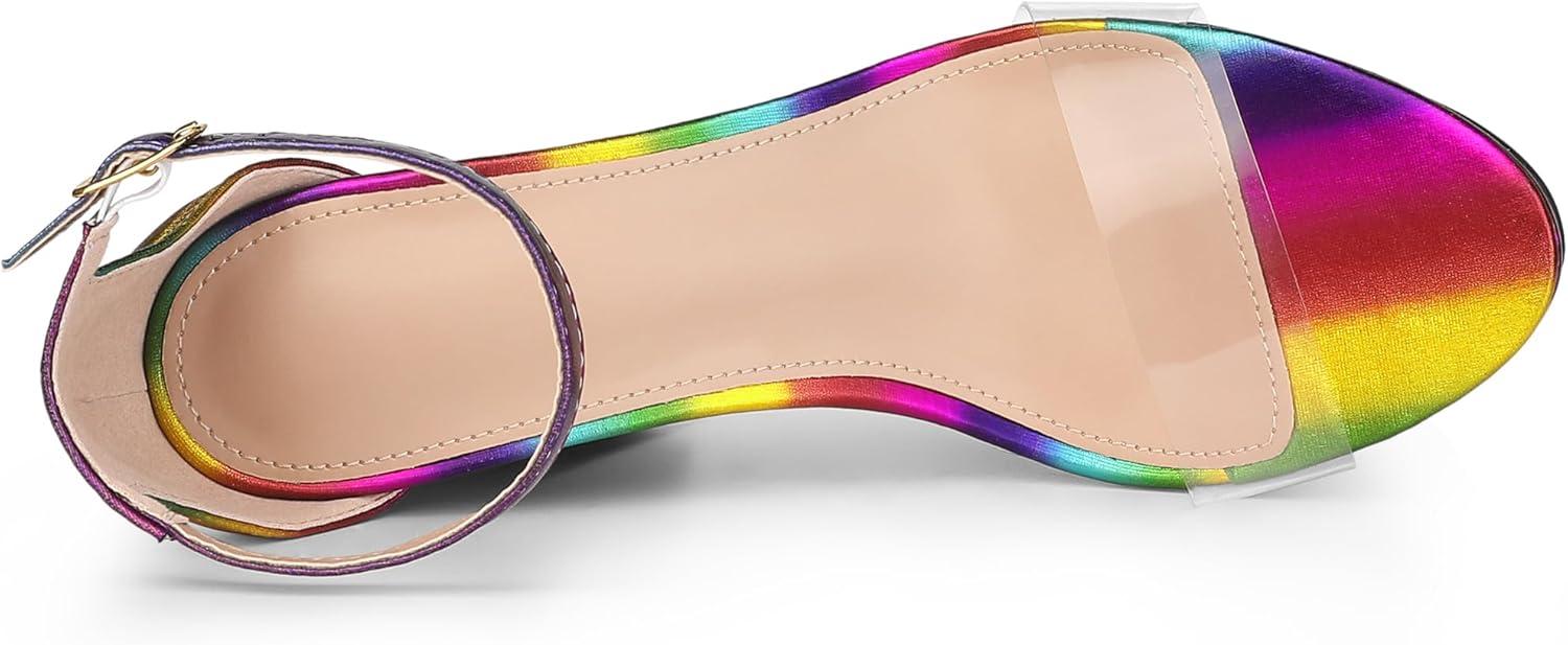 imageAllegra K Womens Printed Clear Platform Chunky Heel SandalsColorful