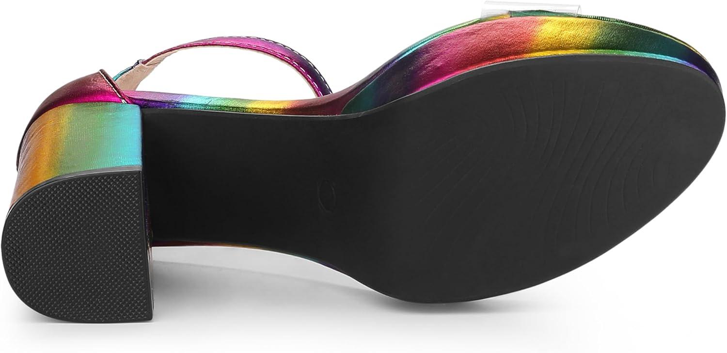 imageAllegra K Womens Printed Clear Platform Chunky Heel SandalsColorful
