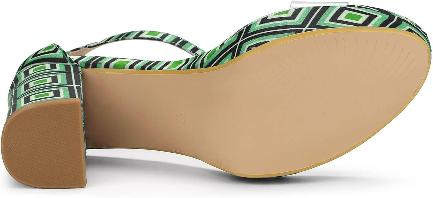 imageAllegra K Womens Printed Clear Platform Chunky Heel SandalsGreen