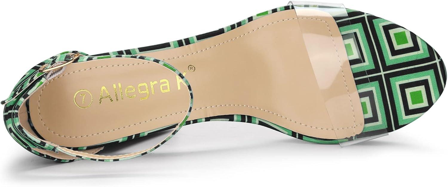 imageAllegra K Womens Printed Clear Platform Chunky Heel SandalsGreen