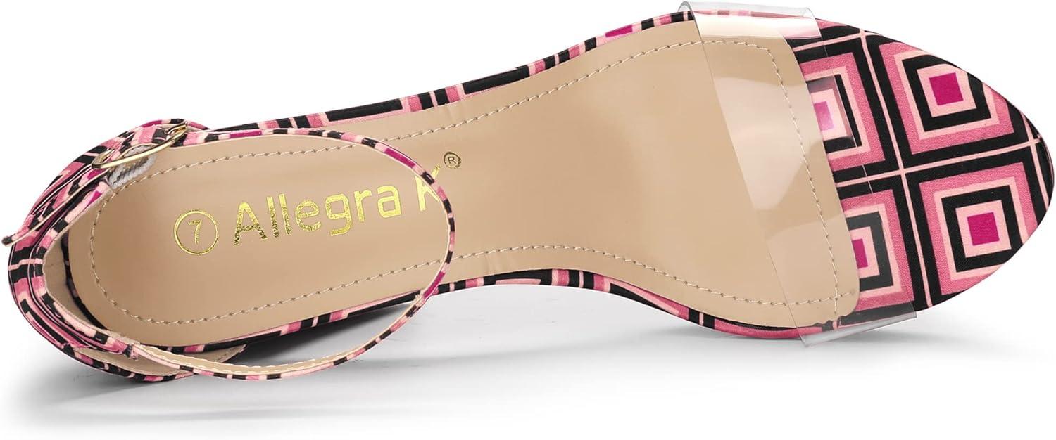imageAllegra K Womens Printed Clear Platform Chunky Heel SandalsHot Pink