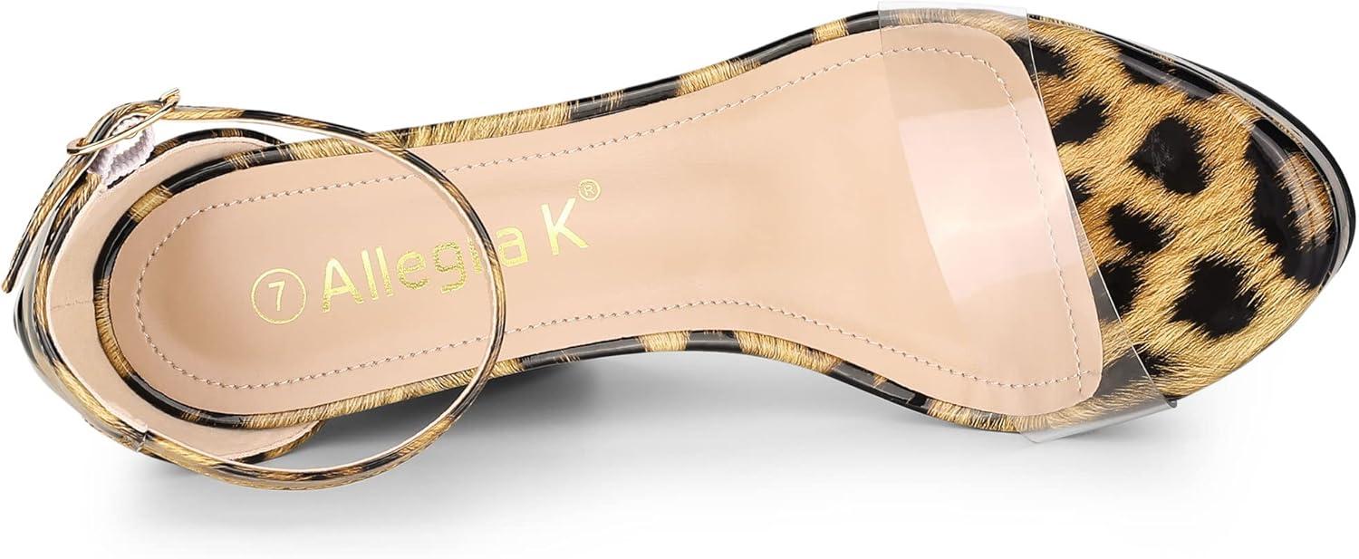 imageAllegra K Womens Printed Clear Platform Chunky Heel SandalsLeopard Print