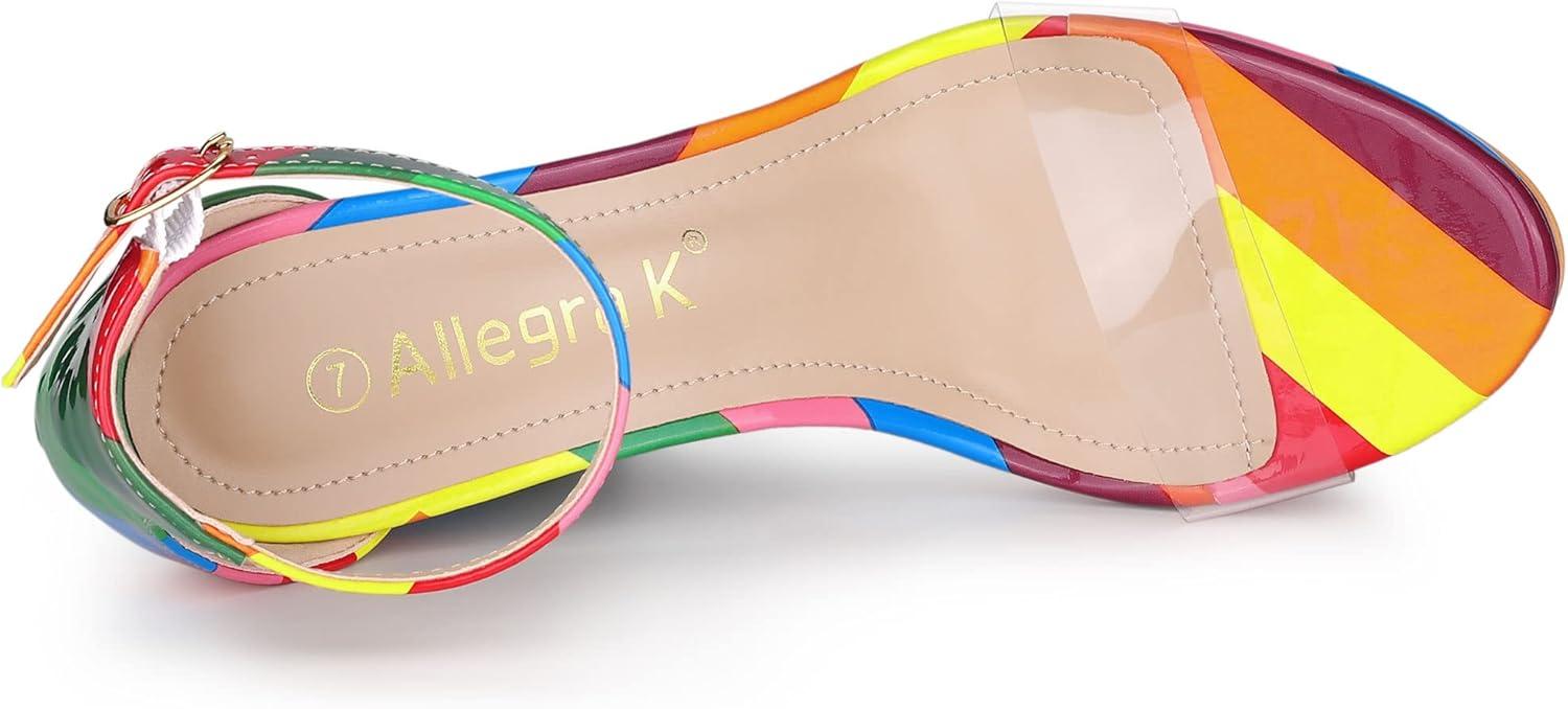 imageAllegra K Womens Printed Clear Platform Chunky Heel SandalsRainbow