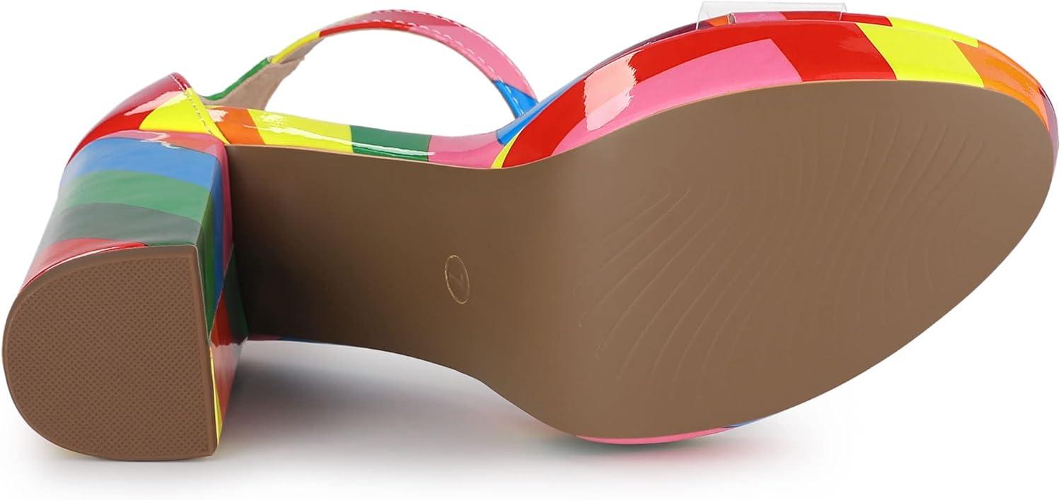 imageAllegra K Womens Printed Clear Platform Chunky Heel SandalsRainbow
