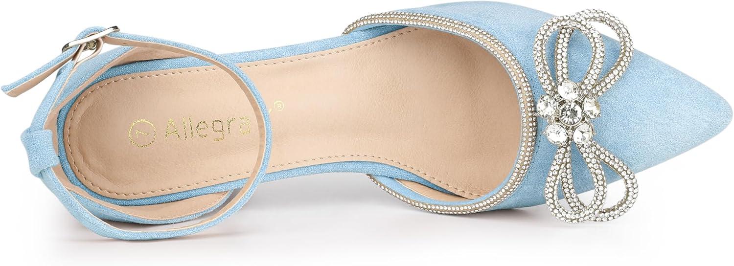 imageAllegra K Womens Rhinestones Bow Ankle Strap Stiletto Heel Sandals PumpsSky Blue