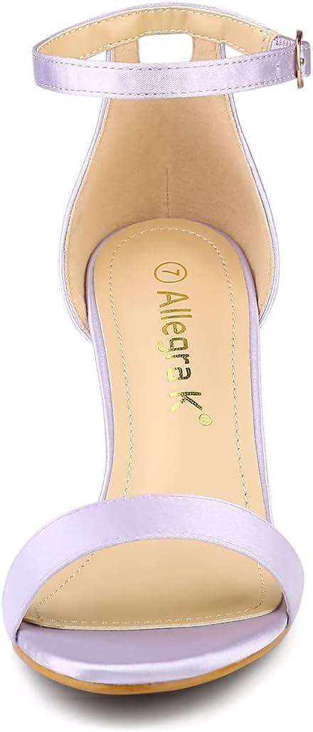 imageAllegra K Womens Satin Open Toe Ankle Strap Chunky Heels SandalsPurple