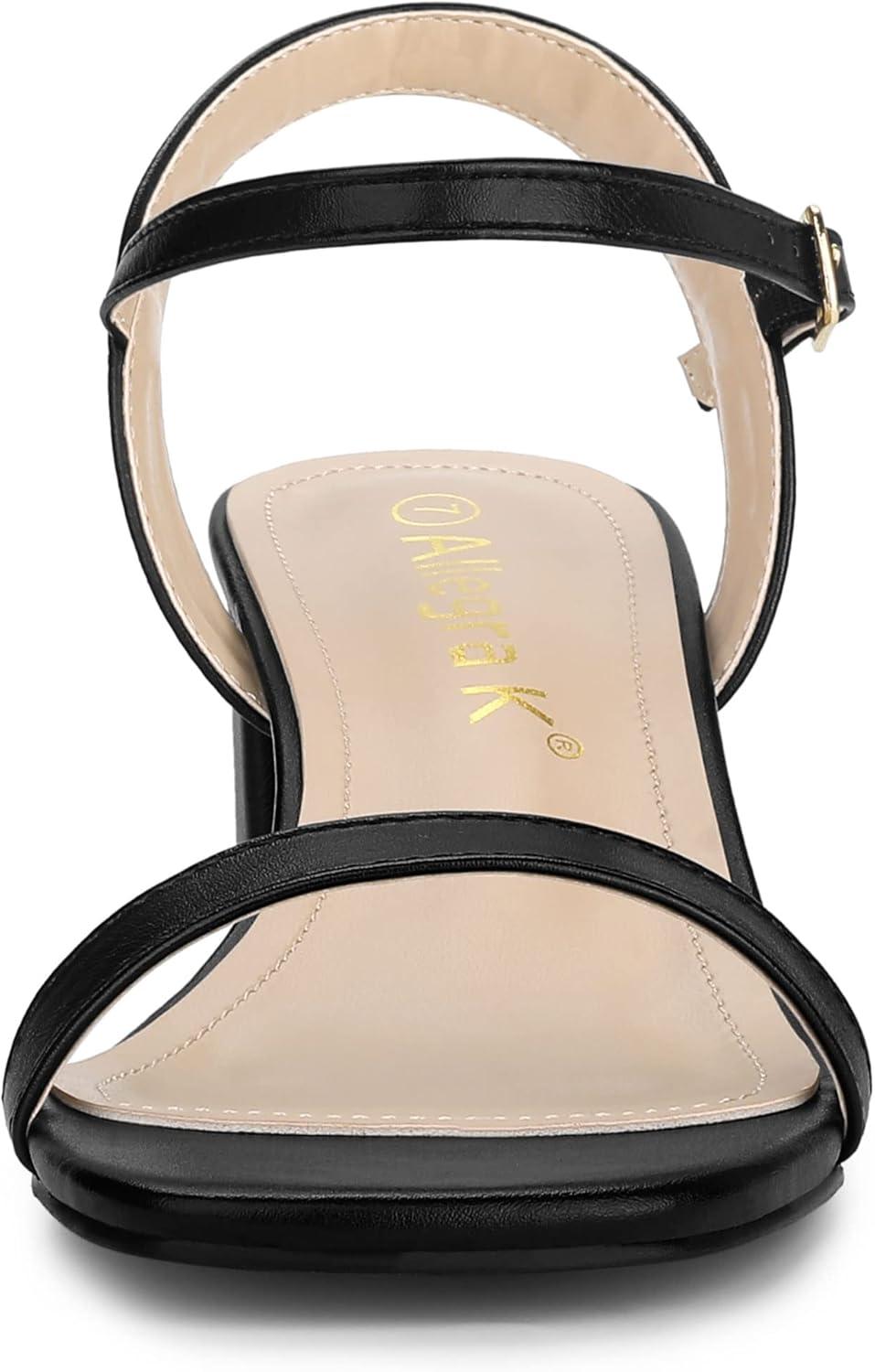 imageAllegra K Womens Slingback Buckle Chunky Heels TwoTone SandalsBlack