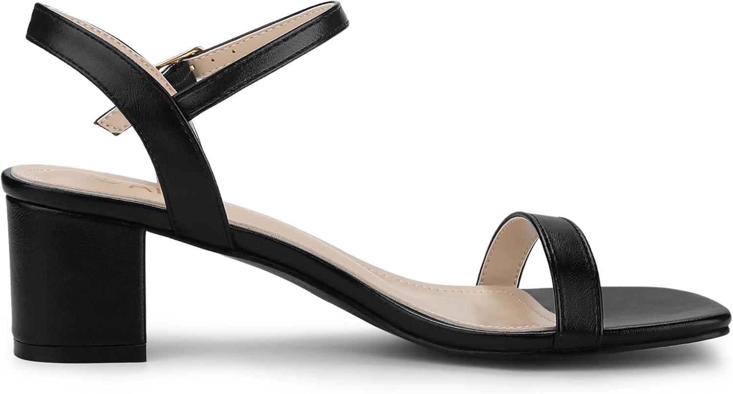 imageAllegra K Womens Slingback Buckle Chunky Heels TwoTone SandalsBlack