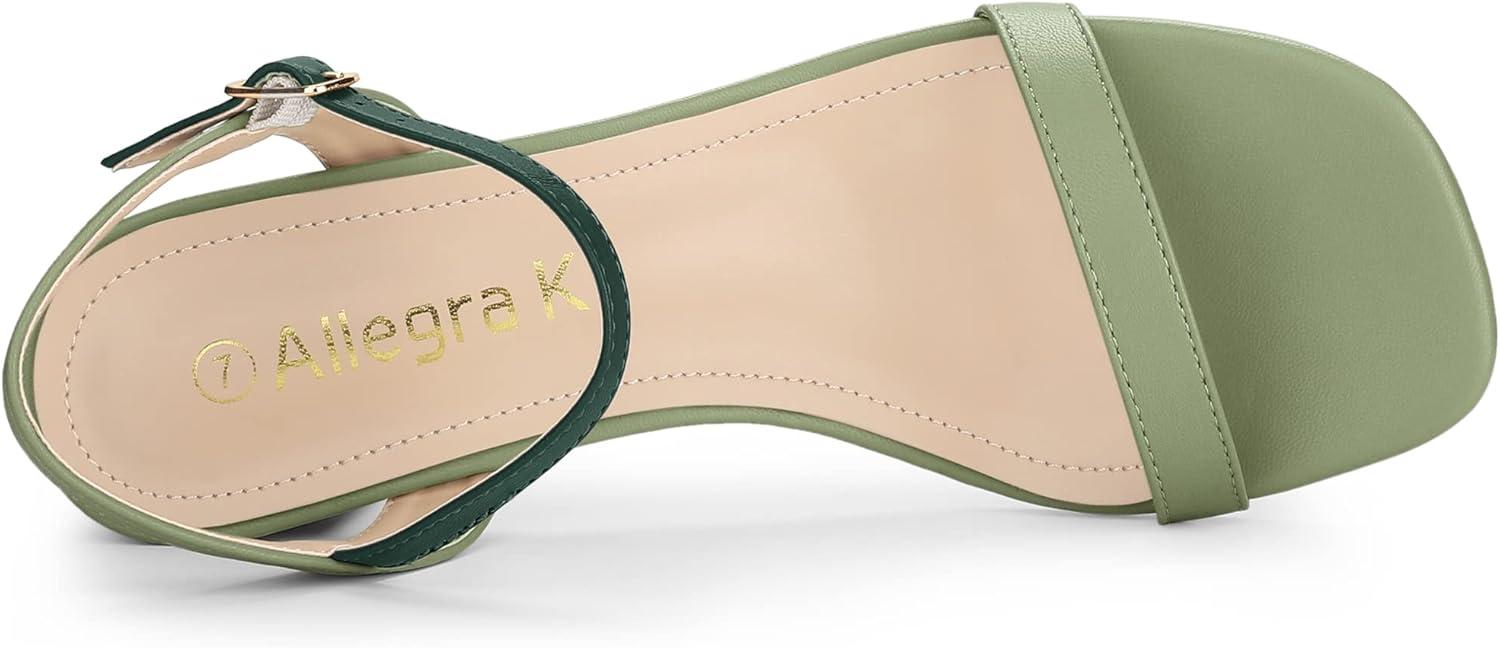 imageAllegra K Womens Slingback Buckle Chunky Heels TwoTone SandalsLight Green