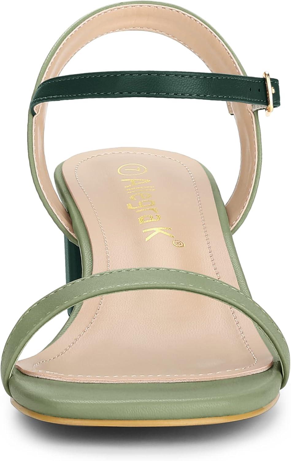 imageAllegra K Womens Slingback Buckle Chunky Heels TwoTone SandalsLight Green