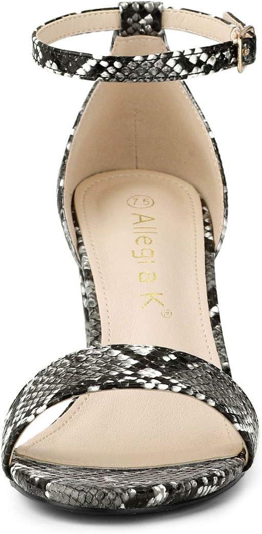 imageAllegra K Womens Snakeskin Heels Chunky Heels Ankle Strap SandalsBlack Snake