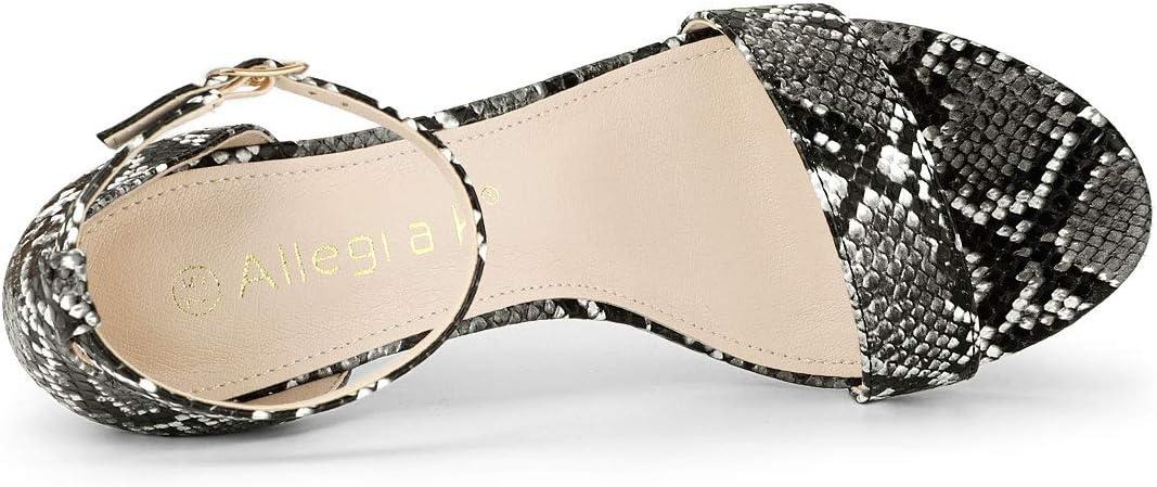 imageAllegra K Womens Snakeskin Heels Chunky Heels Ankle Strap SandalsBlack Snake