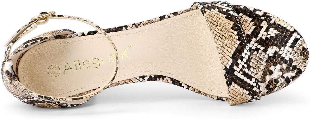 imageAllegra K Womens Snakeskin Heels Chunky Heels Ankle Strap SandalsKhaki Snake