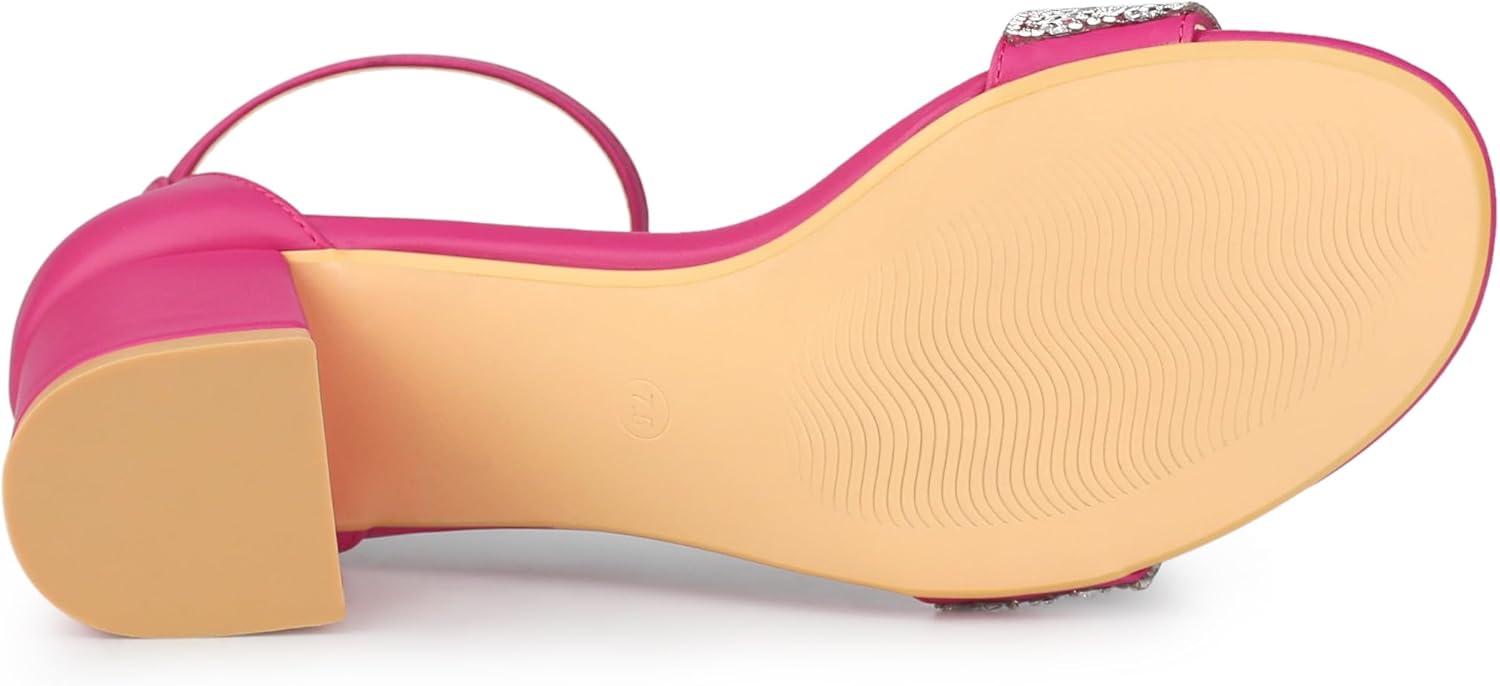 imageAllegra K Womens Sparkly Rhinestone Ankle Strap Chunky Heel SandalsHot Pink