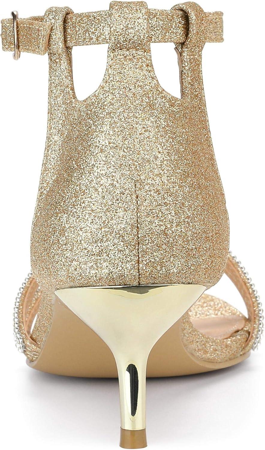 imageAllegra K Womens Stiletto Kitten Heels Glitter Heel SandalsGold