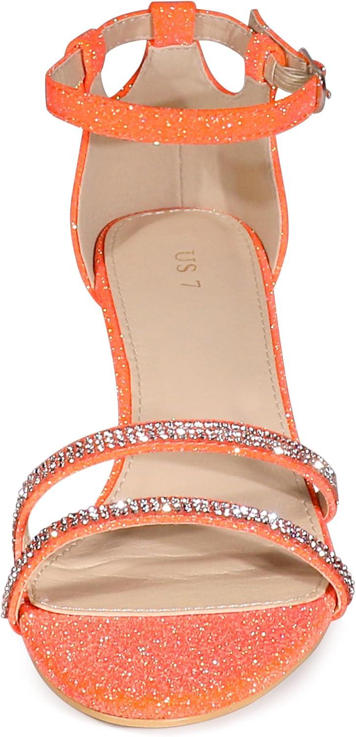 imageAllegra K Womens Stiletto Kitten Heels Glitter Heel SandalsOrange