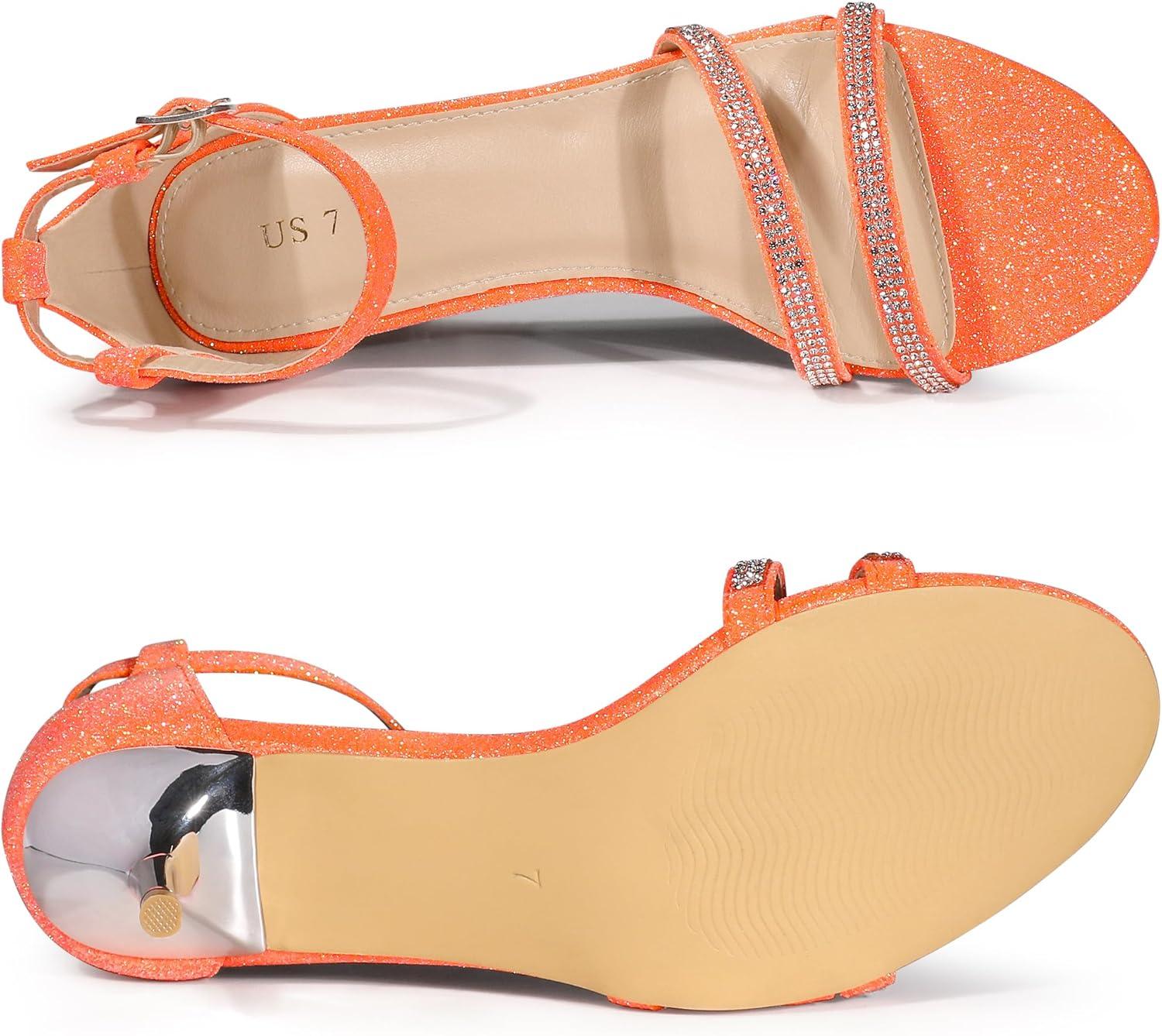 imageAllegra K Womens Stiletto Kitten Heels Glitter Heel SandalsOrange